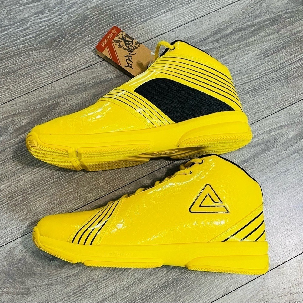 Peak Sport Basketball Shoes Bright Yellow Black E21071A Mens Size 8.5 NEW